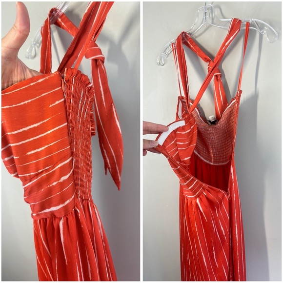 Sacking & Babi Reid Dress Striped Orange Shibori- Anthropologie Size 2 - Picture 16 of 16
